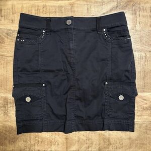 White House Black Market Black Midi Cargo Skirt with Pockets